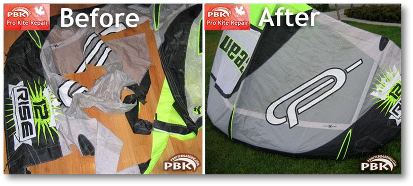 PBK Kite Canopy Repair Before and After